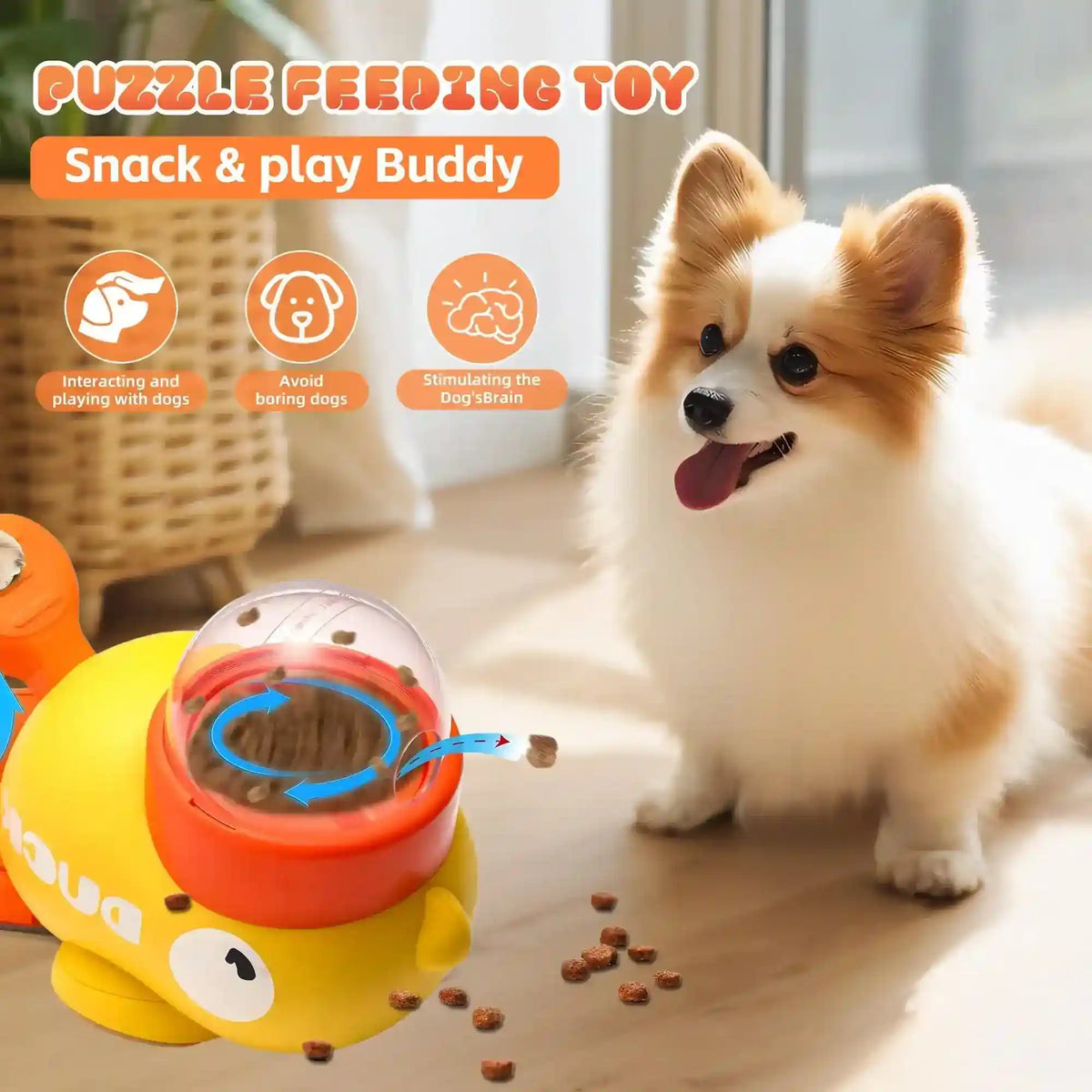 Dispenser Anatra Cani Gatti Interattivo Puzzle Snack by Dog Moda