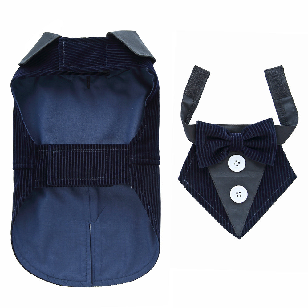 Corduroy or Solid Color Dog Tuxedos – Elegance for Weddings and Special Events