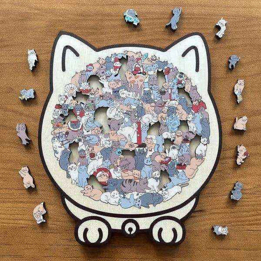 Puzzle in legno a forma di gatto Morandi 135 pezzi – Idea regalo originale per amanti dei gatti by null