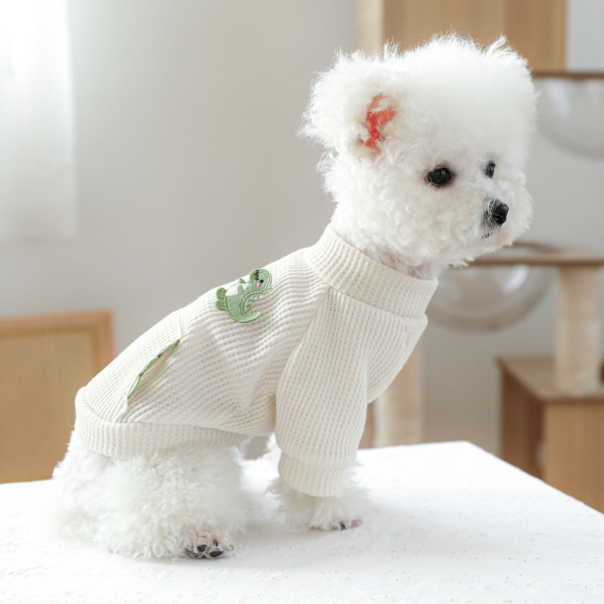 Felpina con Cappuccio per Cani - Fantasia Dinosauro e Cuori