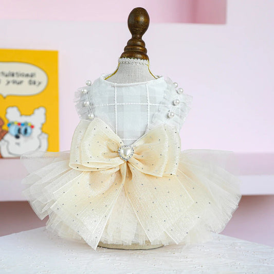 Dog Clothing Tulle Tutu Skirt Chest And Back High - end Wedding Dress - Dog Moda