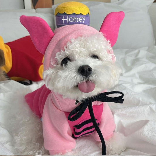 Felpa Cane Winnie Pooh Cappuccio Orecchie - Barattolo Miele by Dog Moda