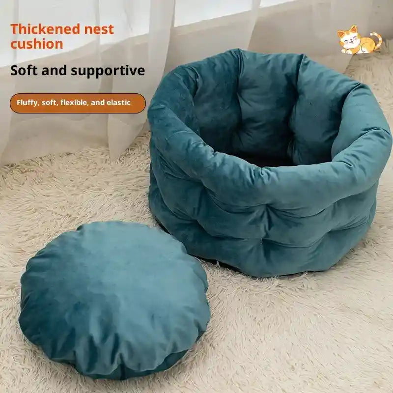 PAWSZEN 猫用バスケット - 高い縁と取り外し可能なクッション付き