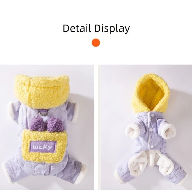 Lucky Dog Coat with Fleece and Hood 4 Paws