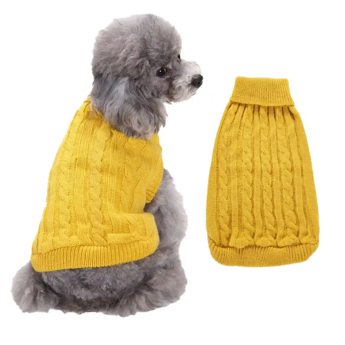 Maglione Treccia Cani Gatti Smanicato Collo Alto Acrilico by Dog Moda
