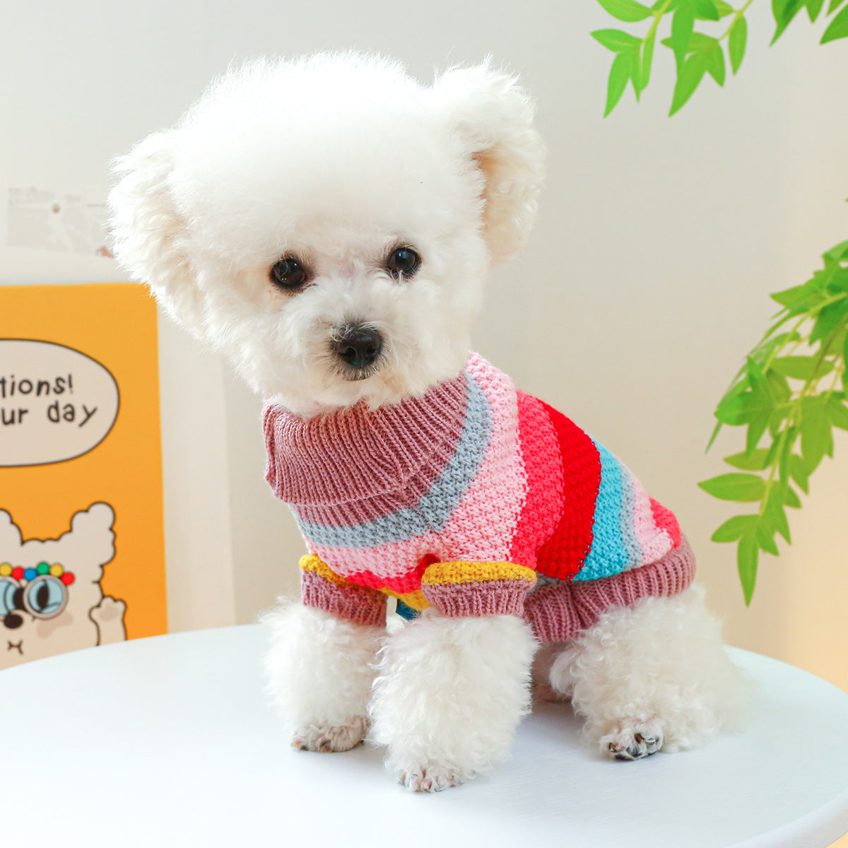 Maglioncino Rigato per cani Dolce Inverno - Collo alto - Dog Moda
