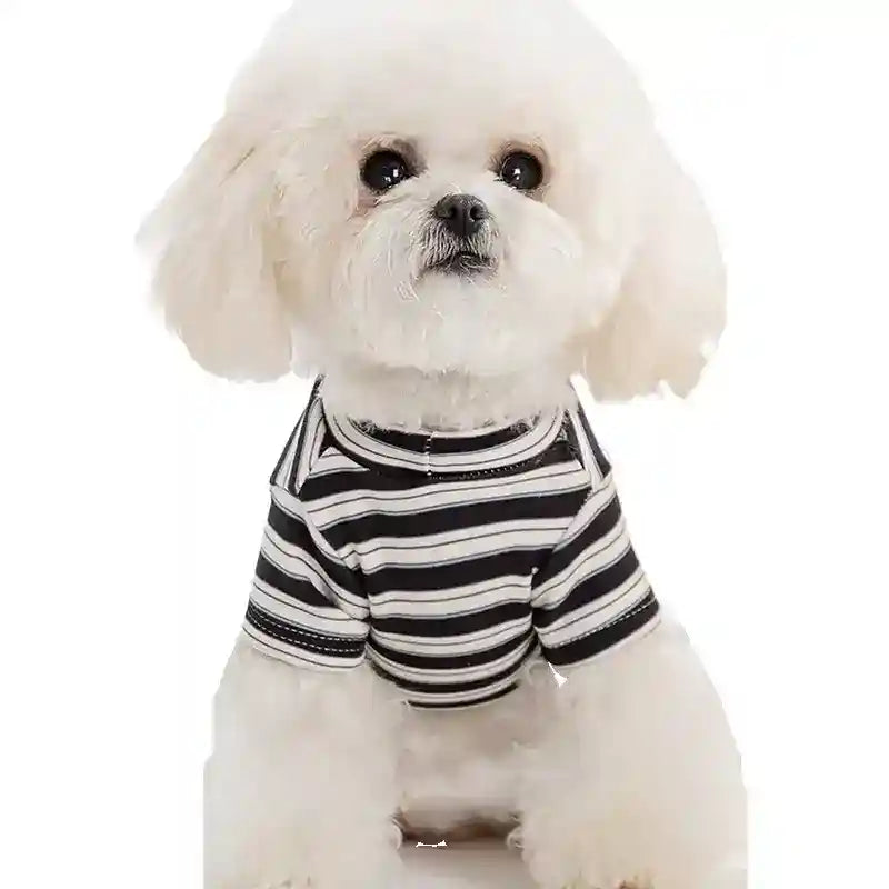 Camiseta para Perros y Gatos con Rayas Homewear Parche Oso Gato