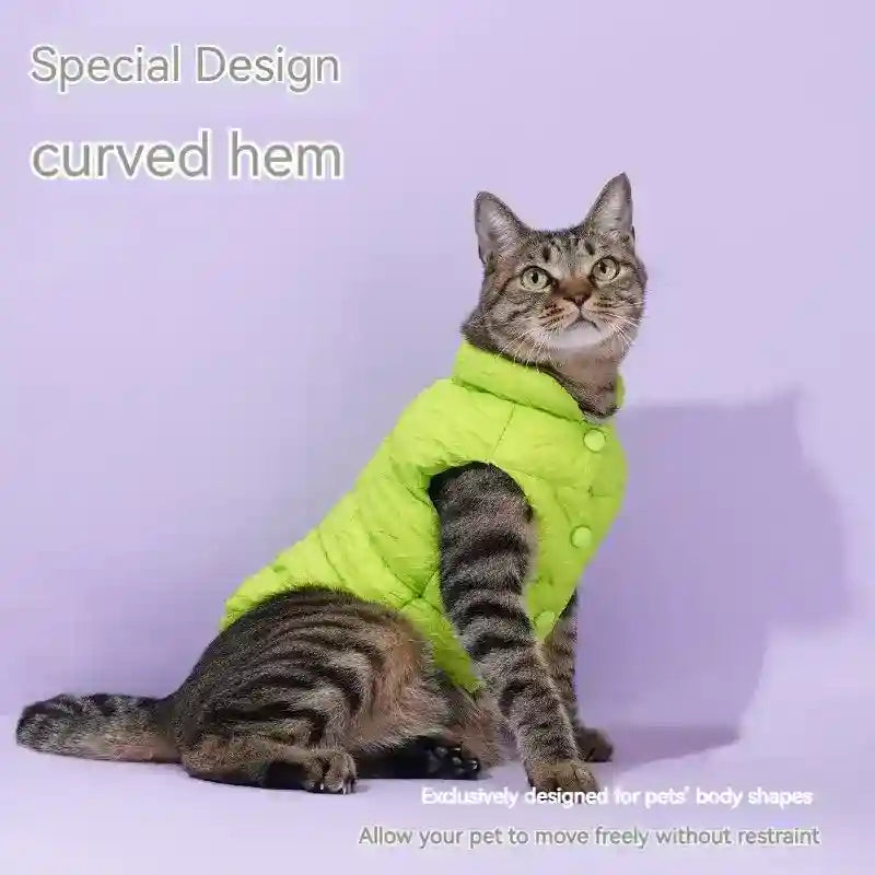 Cappotto ZeZe Gatti Verde - Smanicato Collo Alto S-M-L by Dog Moda