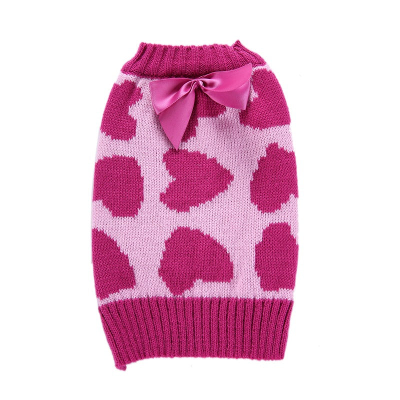 Maglione Rosa Cuori per Cani - Caldo con Fiocco by Dog Moda