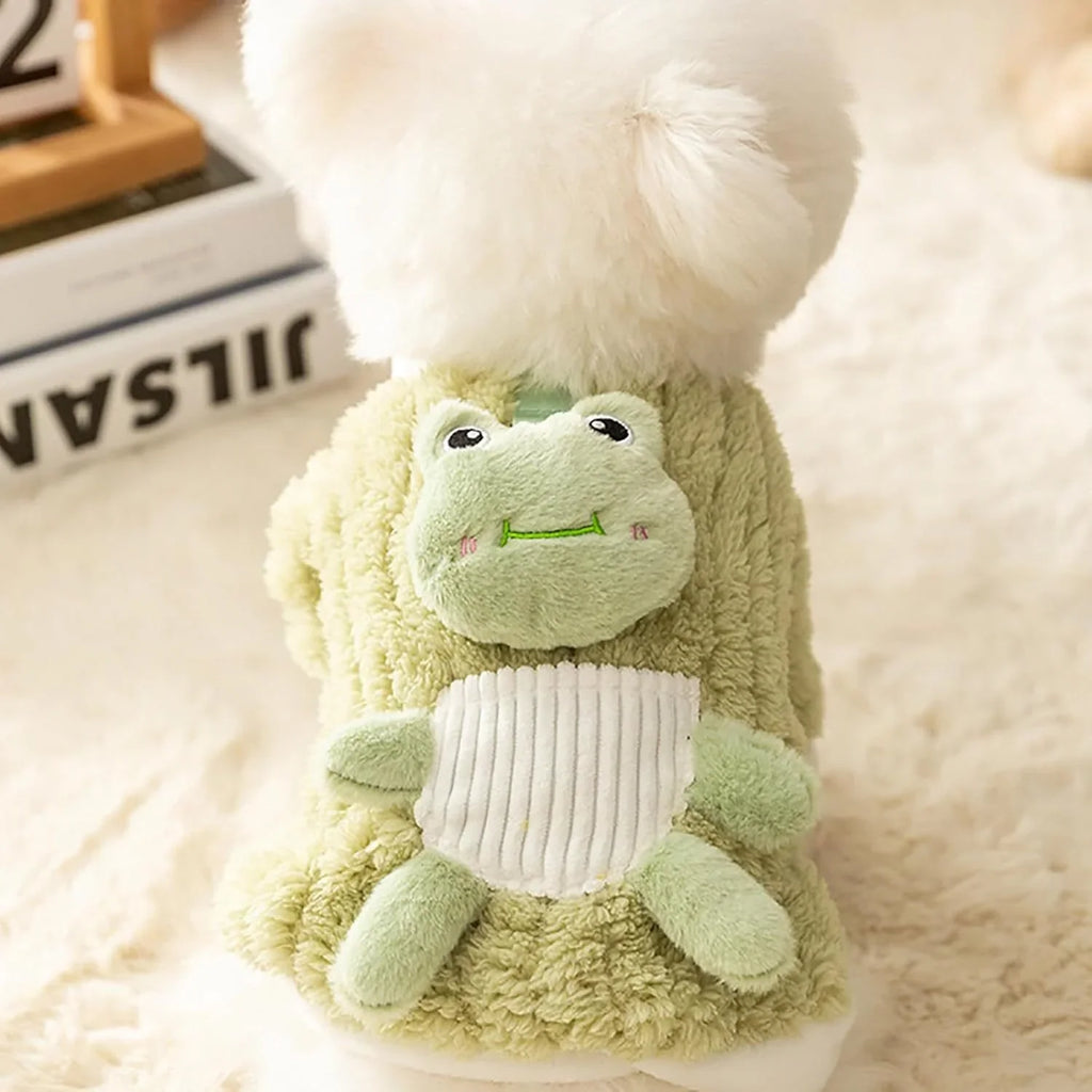 FROG trui voor honden - 3D groene kikker met knopen