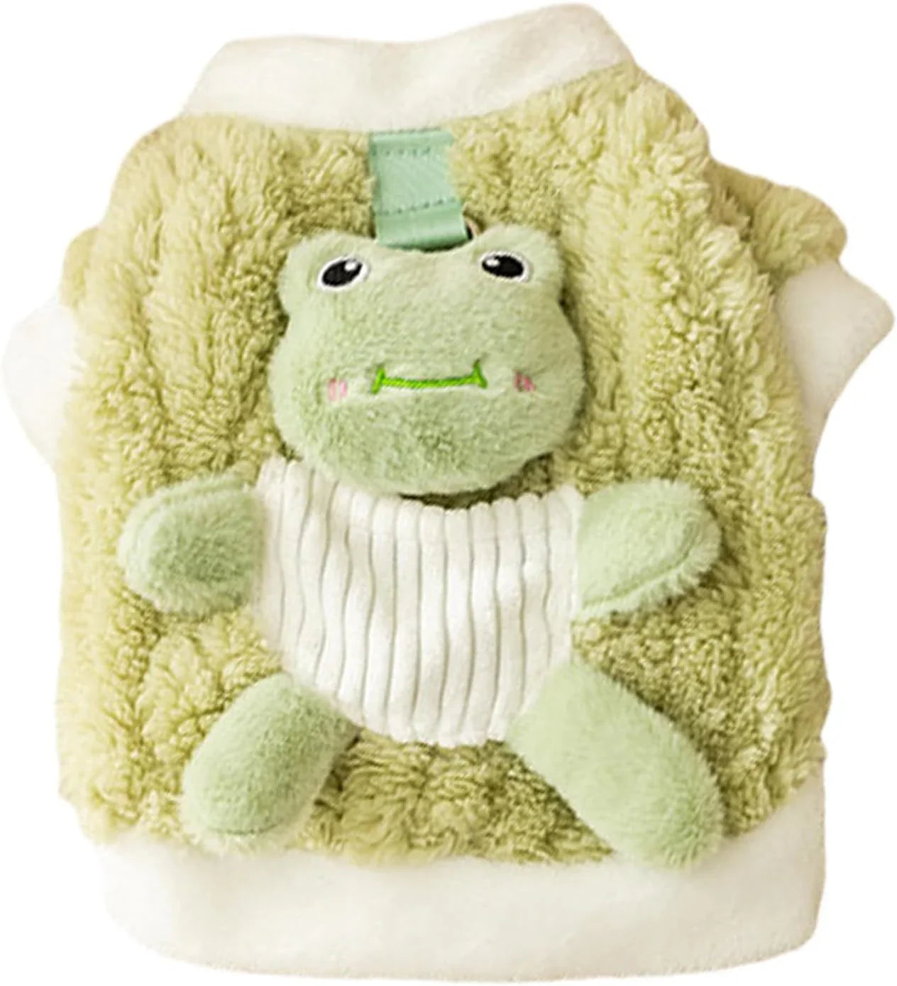 FROG Dog Sweater - Green 3D Frog with Buttons