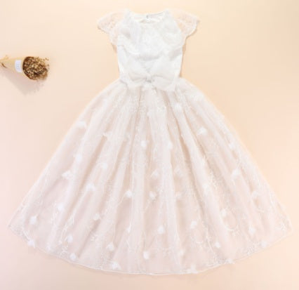 Weißes Hunde-Abendkleid mit Schleppe „Tiana“