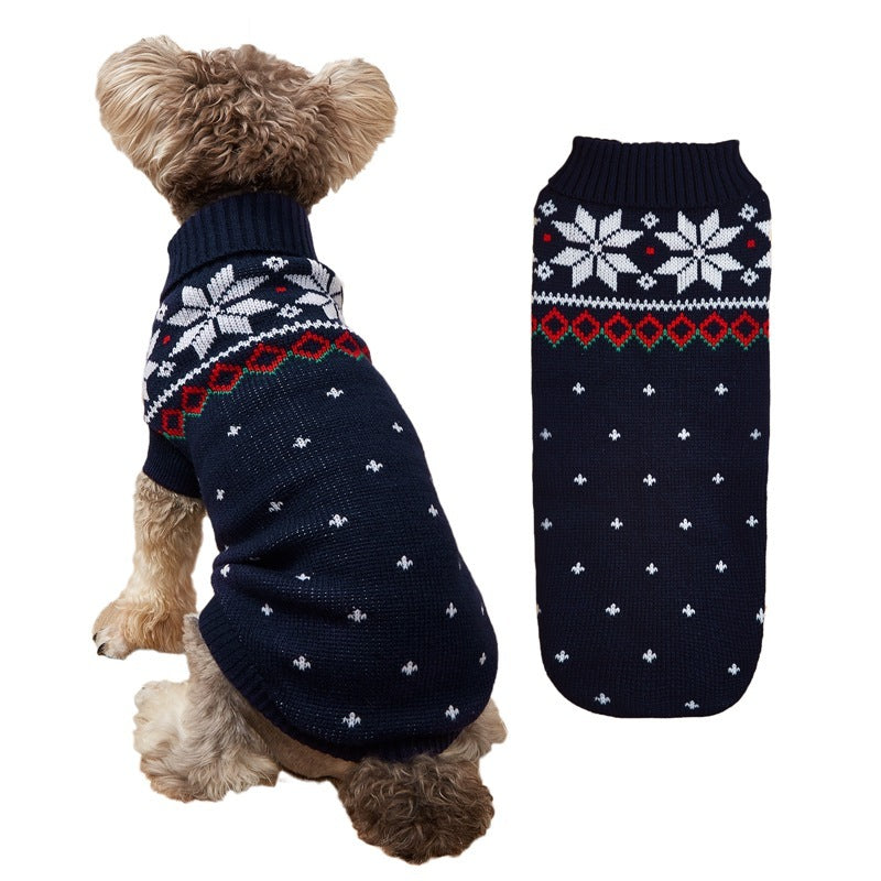 Christmas Dog Sweater with Reindeer Embroidered, Warm and Cozy 