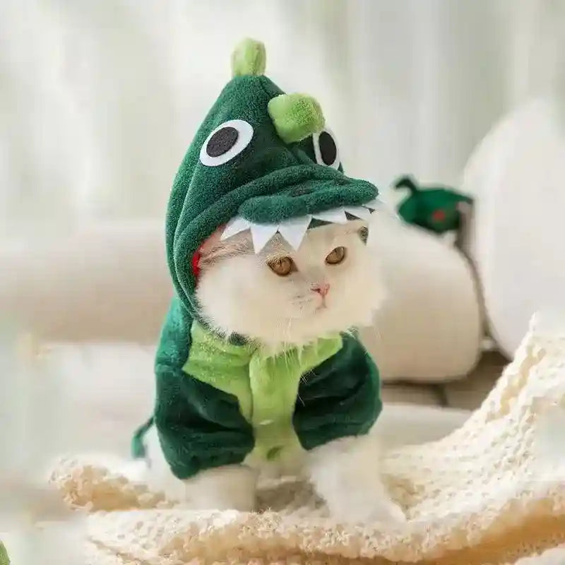 Vestitino Dinosauro per Gatti - Verde con Cappuccio by Dog Moda