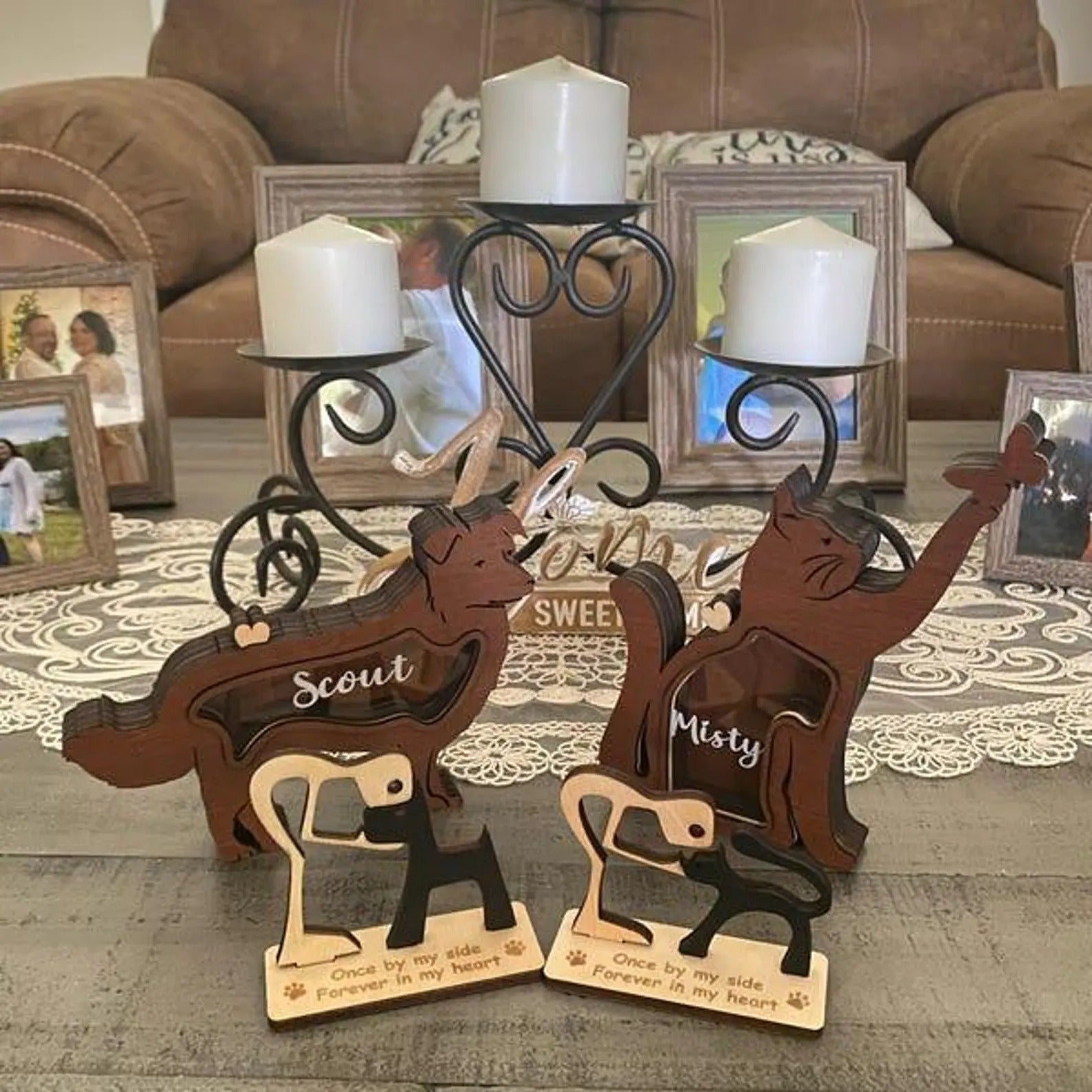 Porte-peluches pour chat en bois - Boîte mémoire poils