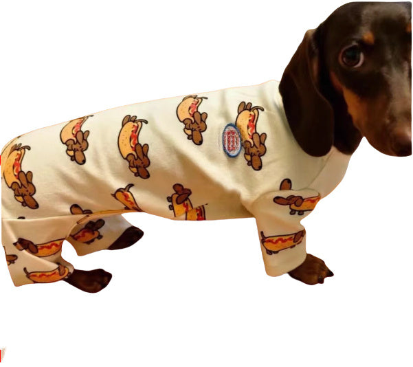 Dachshund "Sausage" Onesie with Hotdog Pattern