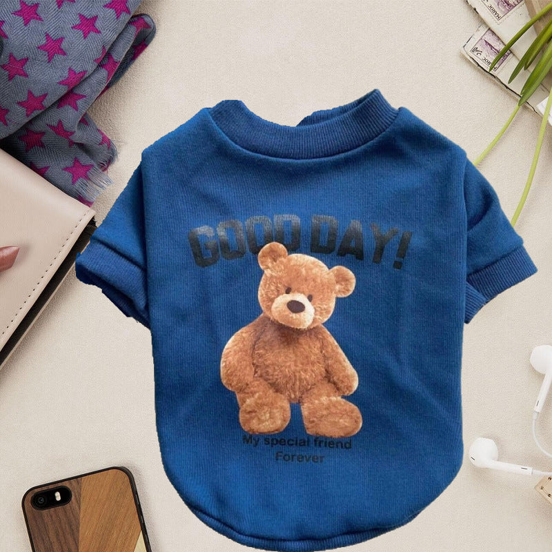"Good Day" Bear Print Dog Hoodie - Style and Comfort for Your Dog