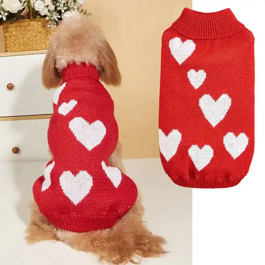 Maglione Cani Cuori San Valentino - Caldo Acrilico by Dog Moda