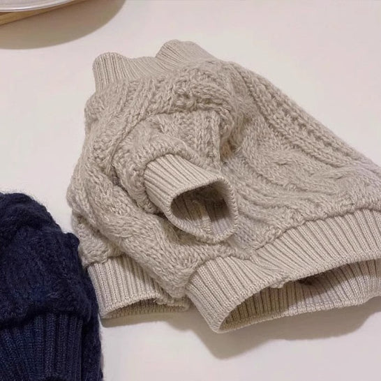 Hund- och katttröja med flätmönster i cable knit