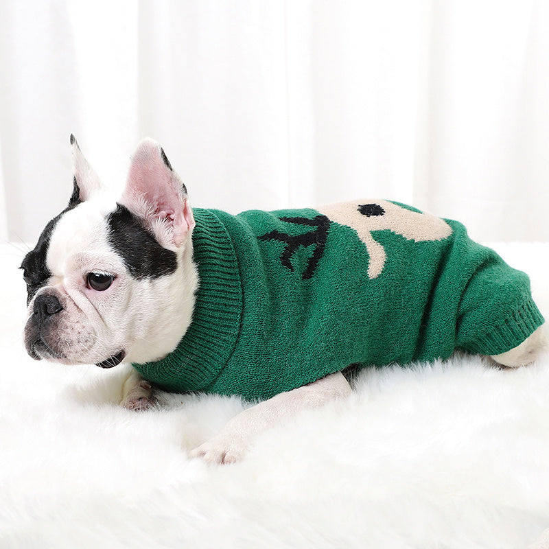 Maglione per Cani con Renna Felice - Rosso o Verde