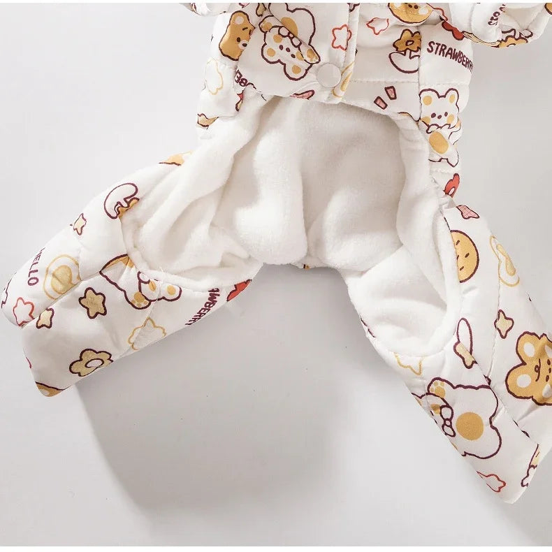 Strawberry rock för hundar 4 tassar - vadderad fleece med huva