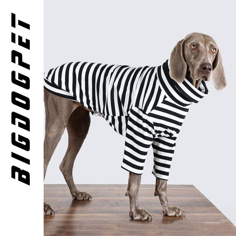 Maglia per Cani a Righe Bianche e Nere Collo Alto