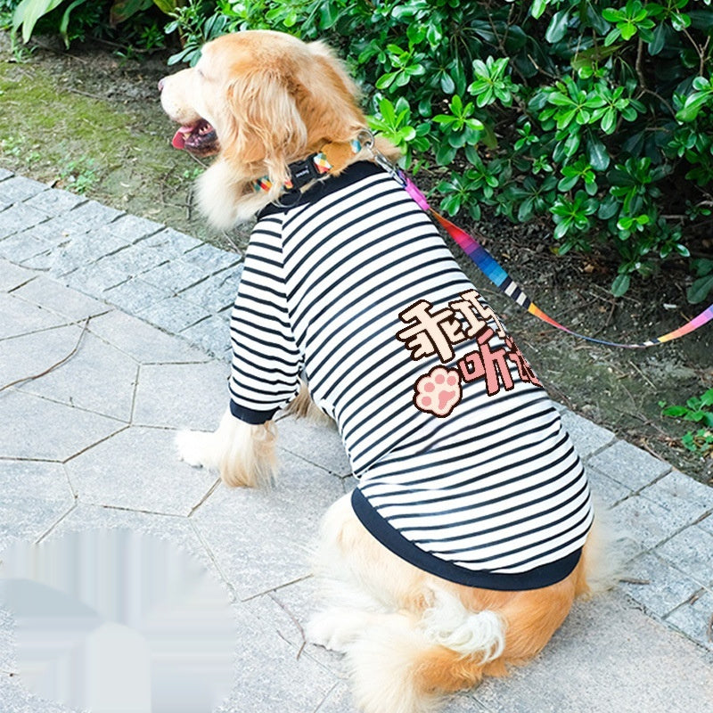 Large Dog Sweatshirt Striped with Colorful Print – Style and Comfort