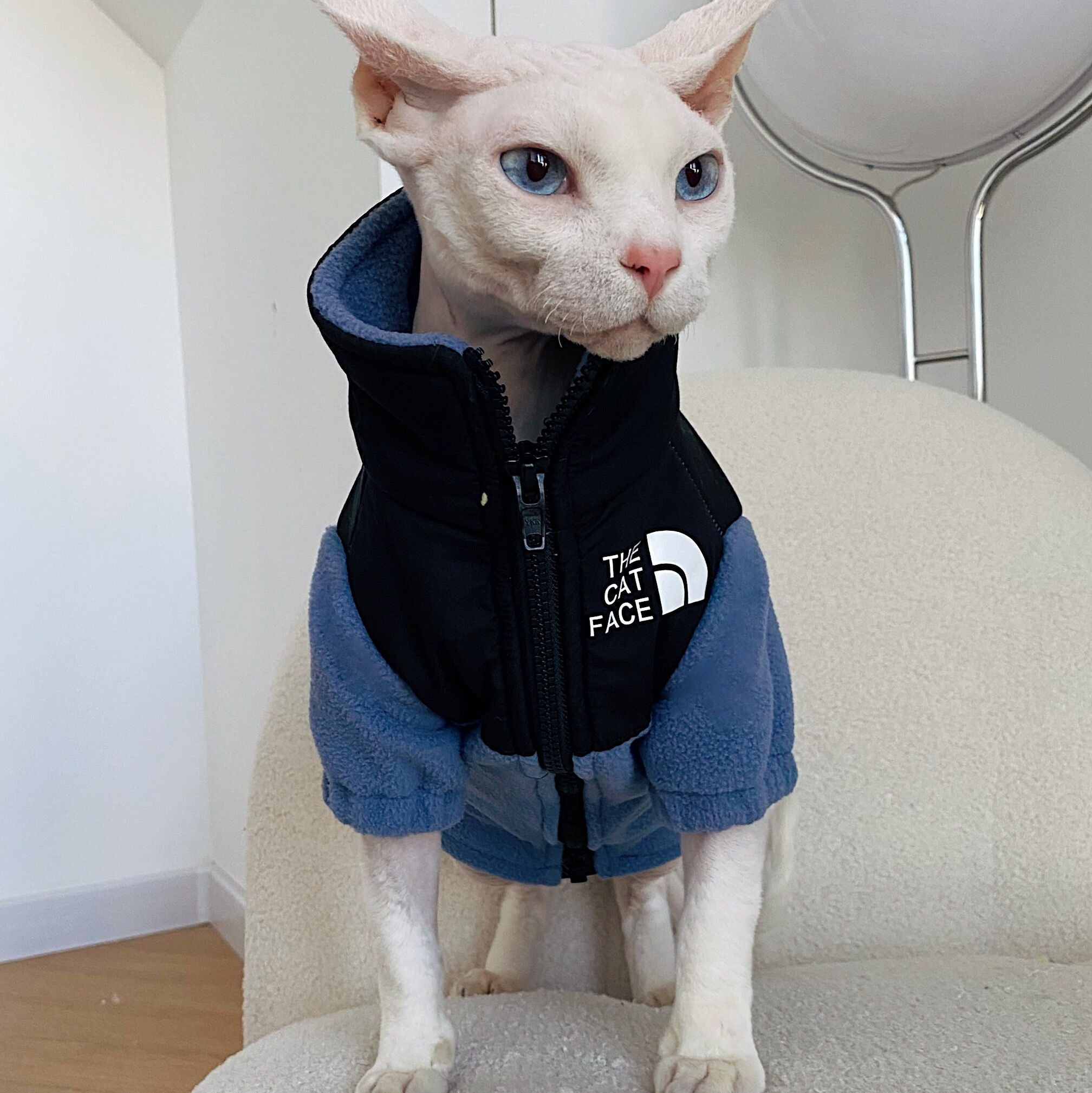 "The CAT Face" Cat Fleece Sweatshirt - Sporty and Warm with Zip