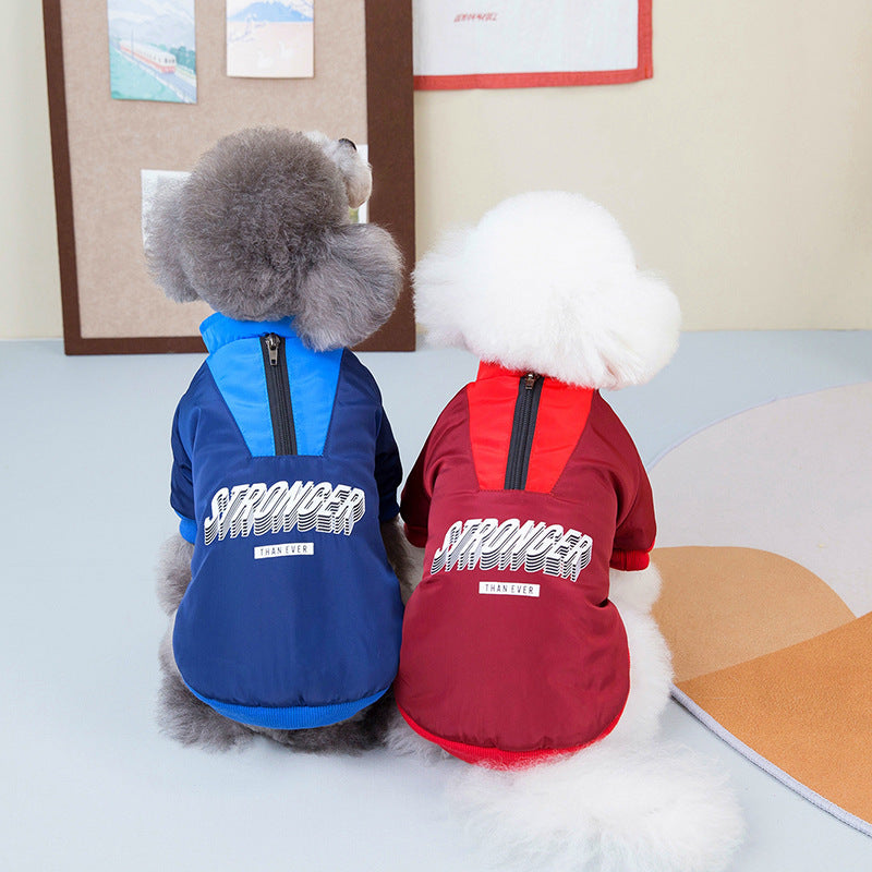 "Stronger" Fleece Dog Coat with Zip and Button Closure