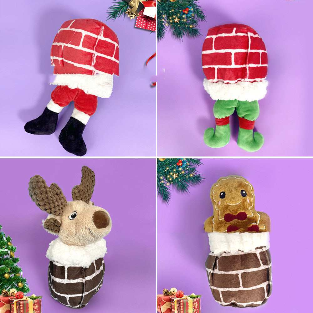 Christmas Plush Toy for Dogs – Fireplace with Festive Characters