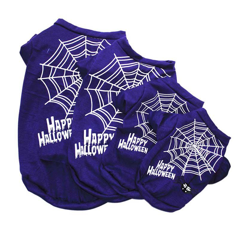 "Happy Halloween" Spider Web Dog T-Shirt