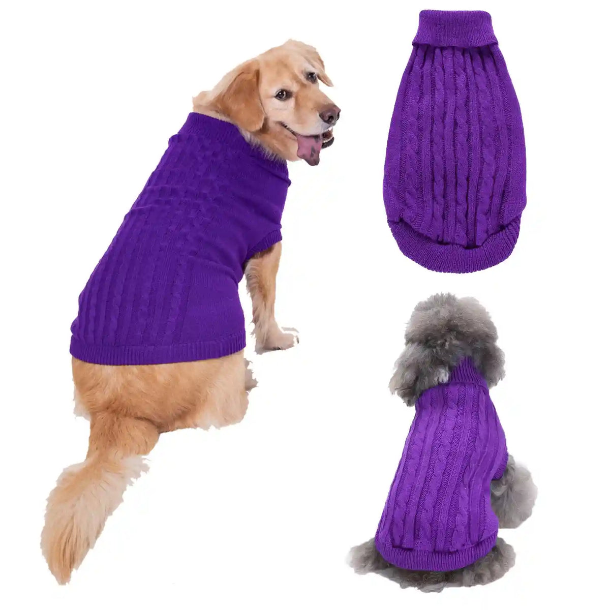 Maglione Treccia Cani Gatti Smanicato Collo Alto Acrilico by Dog Moda