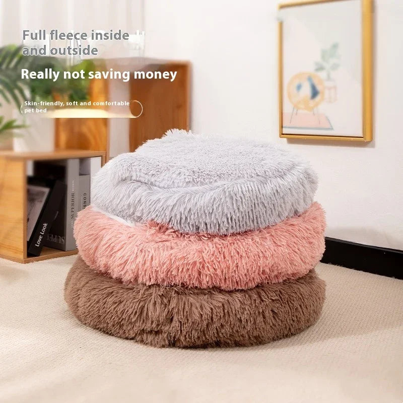 Cuccia Tonda Cani Gatti Pile Lungo Coperta Calda Inverno