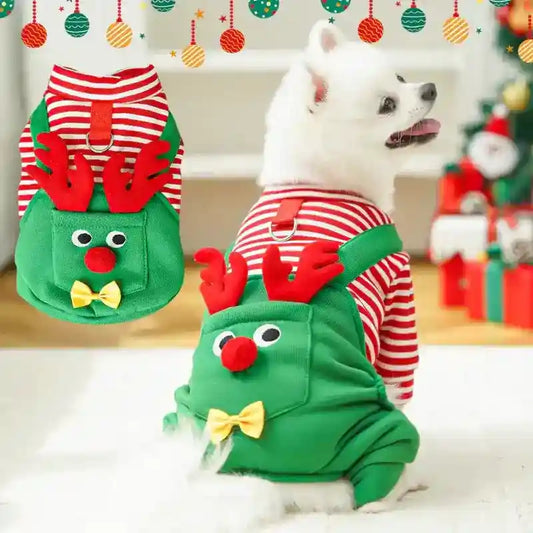 Maglia Natale Cani Salopette Elfo Renna - 2 e 4 Zampe by null