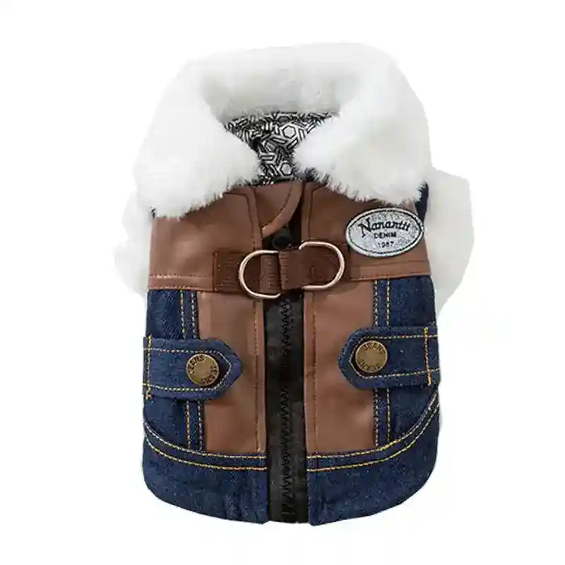 Cappotto Vault Jeans Ecopelle per Cani - Imbottito Zip by Dog Moda