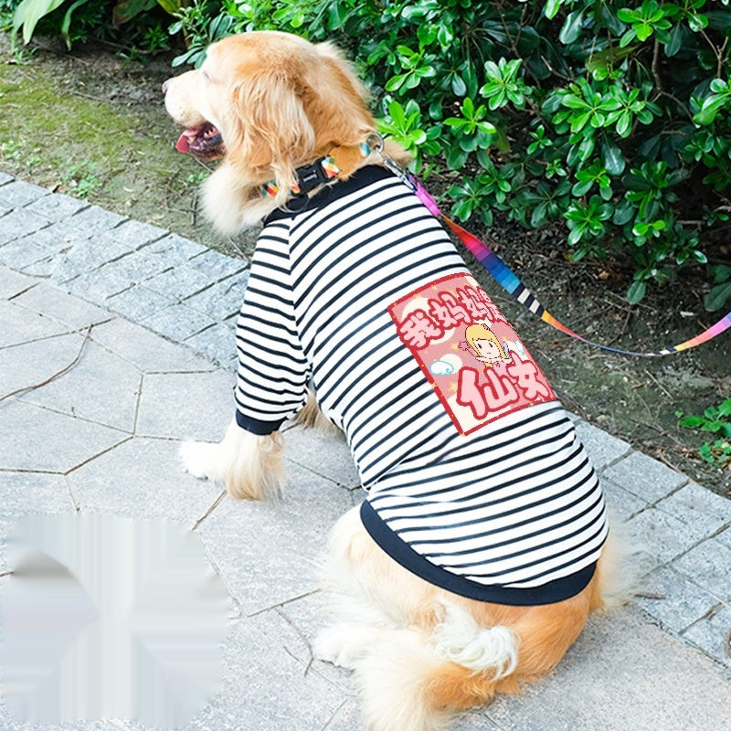 Large Dog Sweatshirt Striped with Colorful Print – Style and Comfort