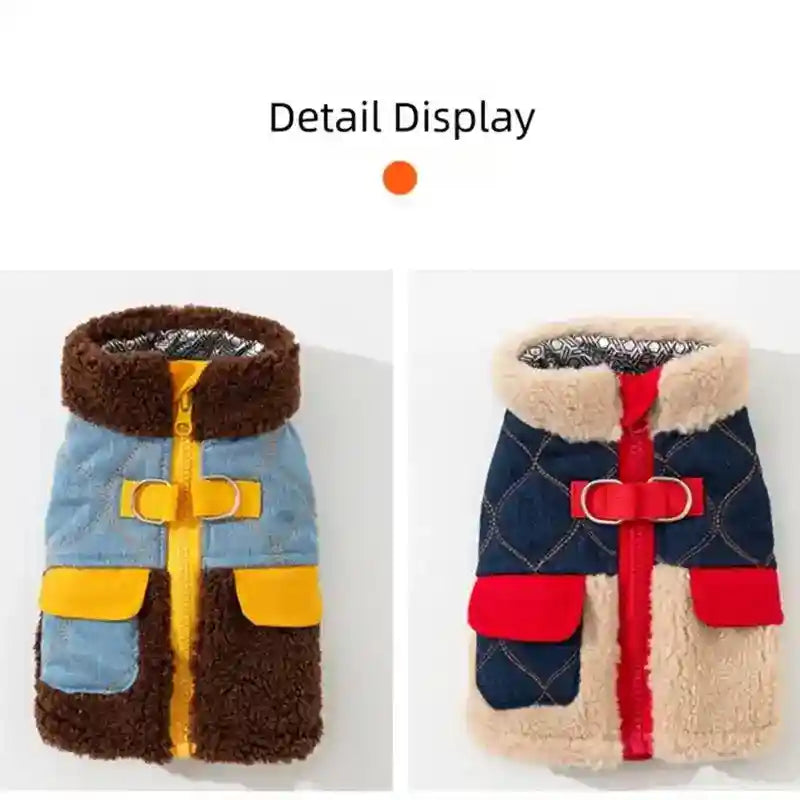 Cappotto Jeans per Cani - Zip Dorso Blu Azzurro Smanicato by Dog Moda
