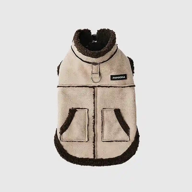 Suède jas voor honden - gevoerd met schapenvacht fleece