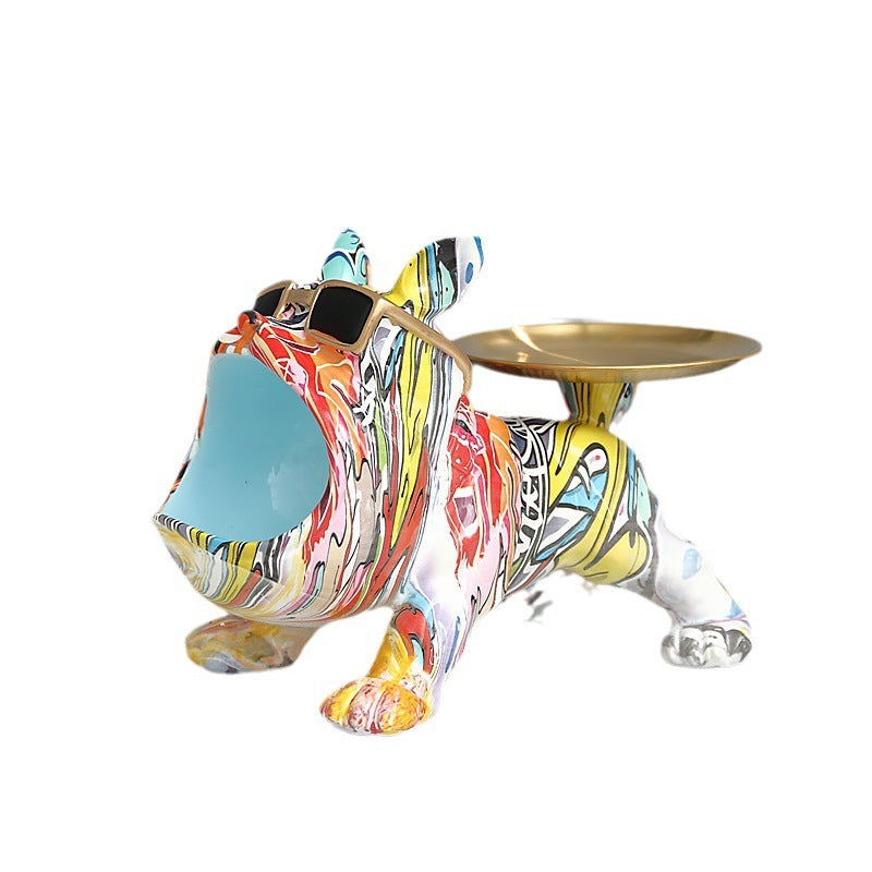Portagioie Bulldog Bianco con Bocca Aperta – Design Moderno 29cm