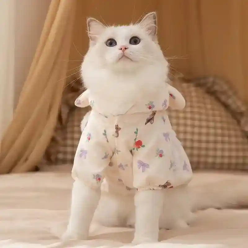 Vestito Orsetto con Cappuccio Orecchie per Cani - Floreale by Dog Moda