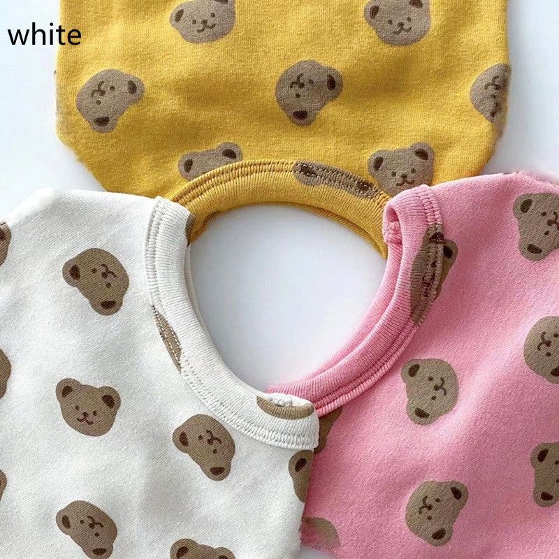 Small Dog Sweater with Teddy Bear Print – Available in Yellow, White and Pink