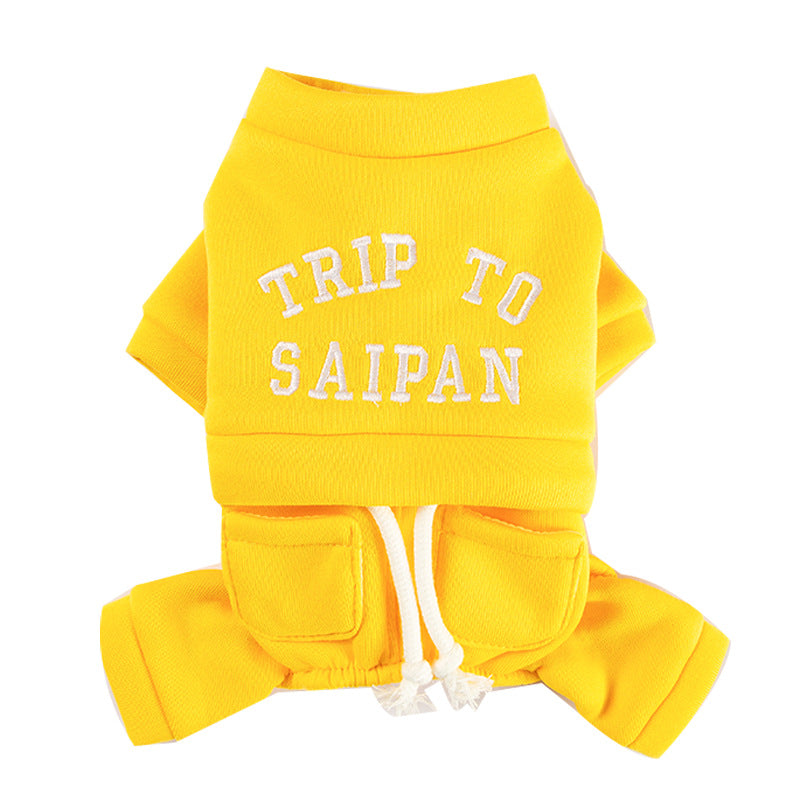 Puppy Clothes, Four-legged Warm Hoodie For Autumn And Winter, Thin Fleece Teddy Bear Cat Pet Clothes For Small And Medium-sized Dogs