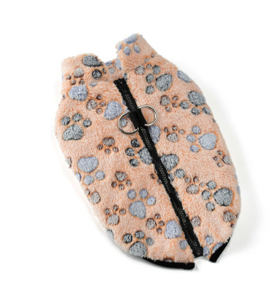"Paw" Fleece Sleeveless Dog Coat with Paw Print