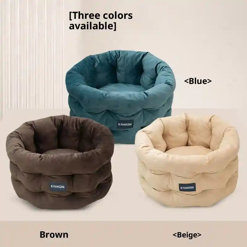 PAWSZEN 猫用バスケット - 高い縁と取り外し可能なクッション付き