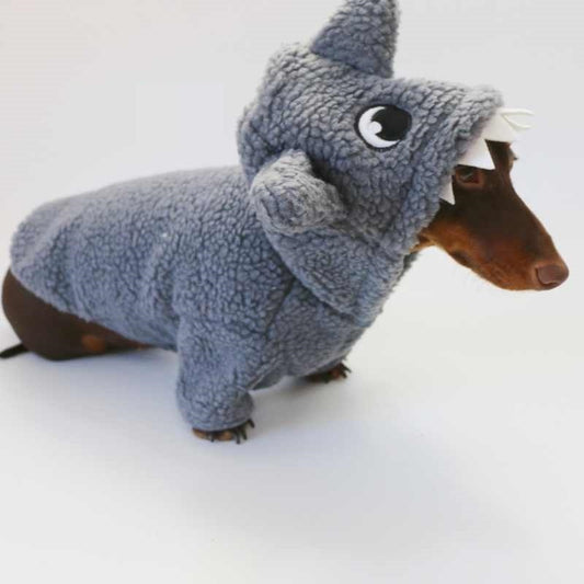 Cappottino invernale per cani Shark azzurro con cappuccio