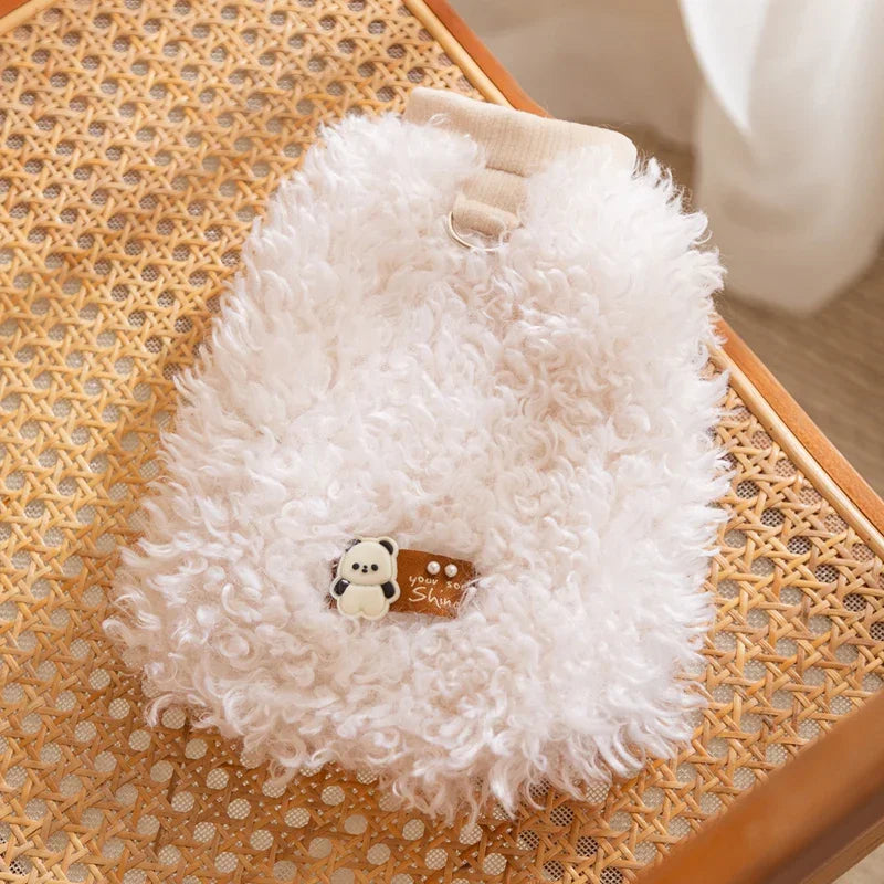Gilet Lana Agnello Cani Gatti - Panda You Shine Bianco