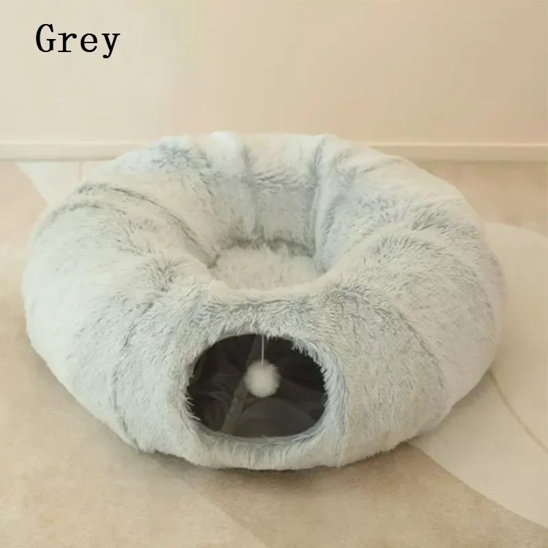 Soft Fleece Cat Play Tunnel – Fun and Comfort for Your Kitty