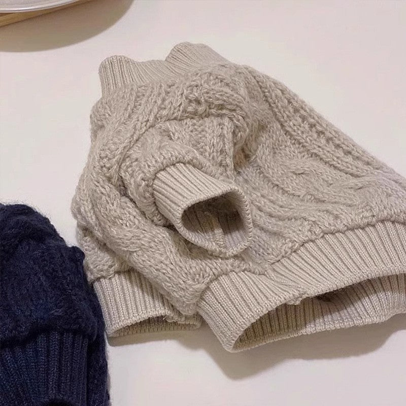 Hund- och katttröja med flätmönster i cable knit