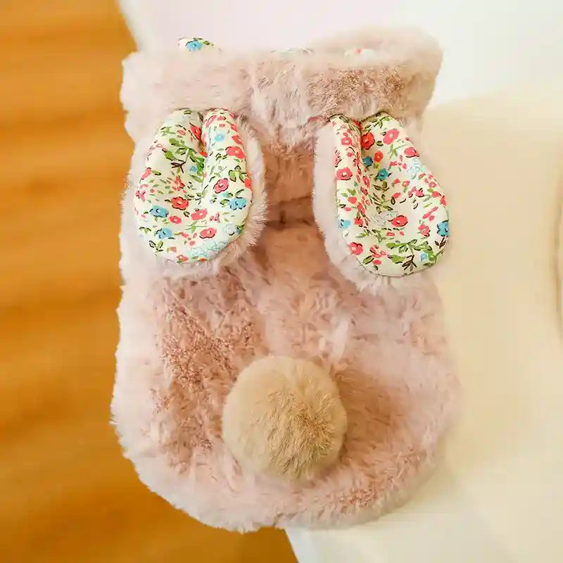 Abrigo para perros Bunny de felpa con capucha y orejas de conejo