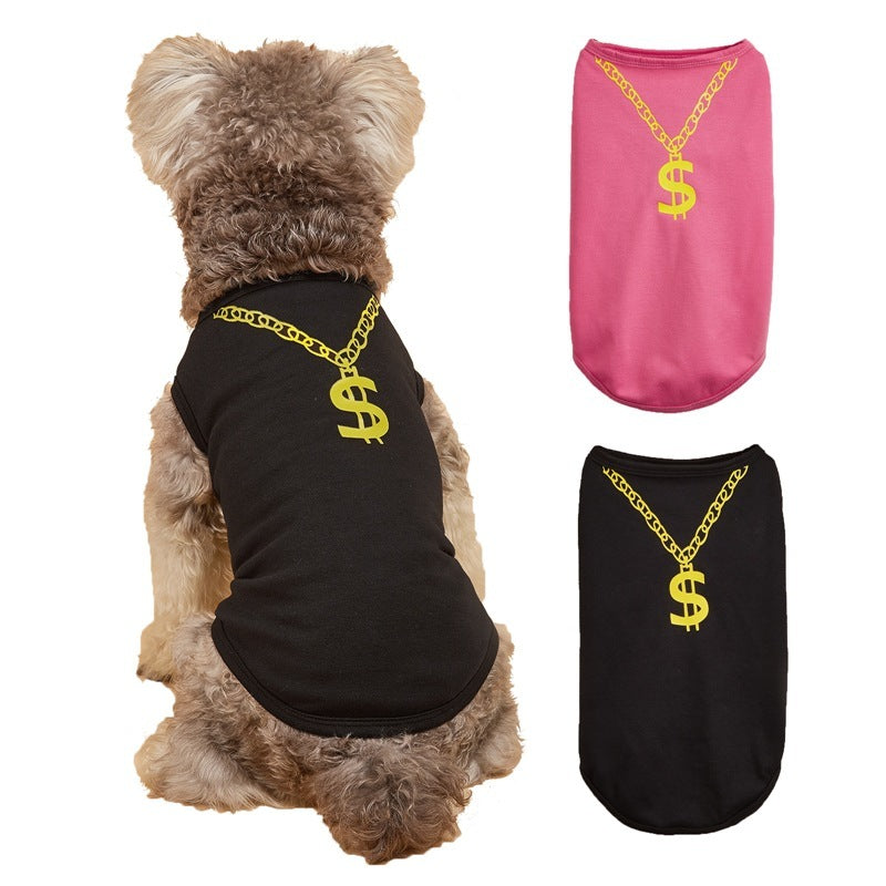 Maglia Cane Smanicata Dollar | Vest Estivo con Collana | Dogmoda